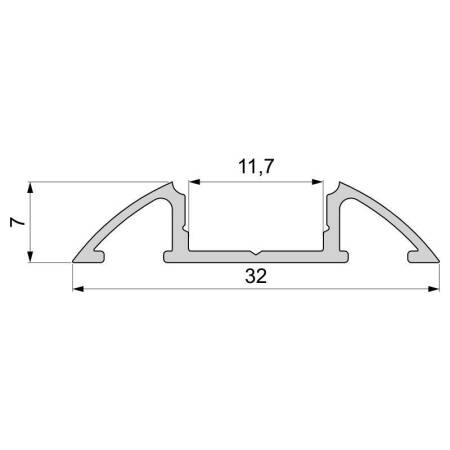 Unterbau Profil flach Serie AM-01-10 Aluminium Silber matt Länge 2m LED Streifen bis 11,3 mm