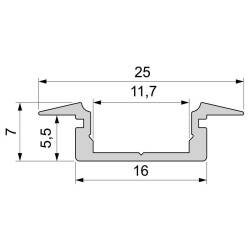 T-Profil flach ET-01-10 bis 11,3 mm LED Streifen Silber-matt eloxiert 2m
