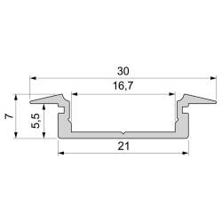 T Profil flach Serie ET-01-15 Aluminium Weiß Länge 2m LED Streifen bis 16,3 mm