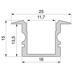 T-Profil hoch ET-02-10 bis 11,3 mm LED Streifen Silber-matt eloxiert 2m