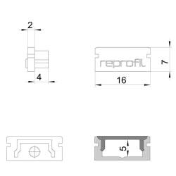 Reprofil Endkappe grau plan P-AU-01-10 Set 2 Stk Kunststoff Länge: 16 mm