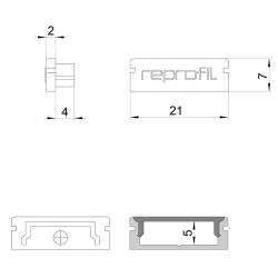 Reprofil Endkappe grau plan P-AU-01-15 2 Stk Kunststoff Breite 21mm