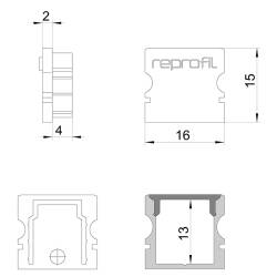 Reprofil Endkappe schwarz plan P-AU-02-10 Set 2 Stk Kunststoff Länge: 16 mm