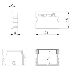 Reprofil Endkappe weiß plan P-AU-02-15 2 Stk Kunststoff Breite 21mm