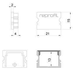 Reprofil Endkappe grau plan P-AU-02-15 2 Stk Kunststoff Breite 21mm