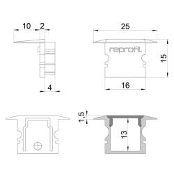 Reprofil Endkappe schwarz plan P-ET-02-10 Set 2 Stk Kunststoff Länge: 25 mm