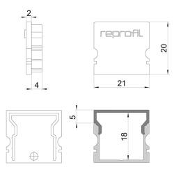 Reprofil Endkappe weiß hoch eckig H-AU-02-15 2 Stk Kunststoff Breite 21mm