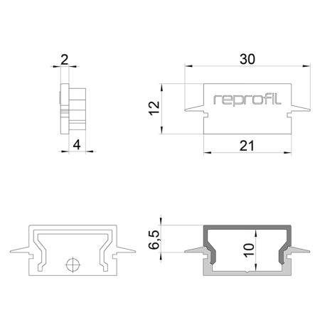 Reprofil Endkappe Serie H ET-01-15 Kunststoff grau