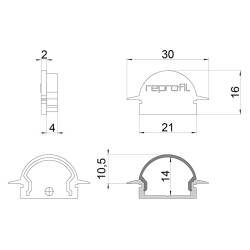 Reprofil Endkappe Serie R ET-01-15 Kunststoff grau