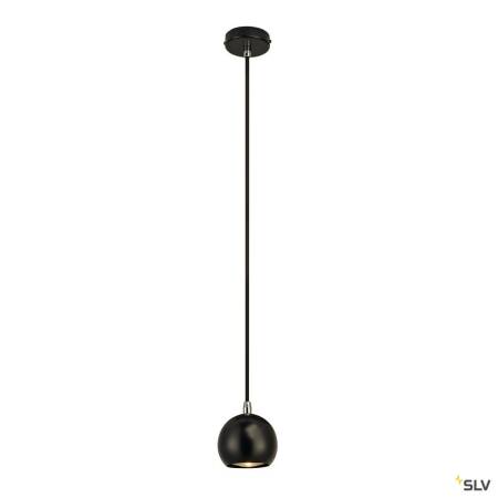 SLV LIGHT EYE BALL Pendelleuchte LED GU10 schwarz/chrom schwarzes Textil-Kabel schwarz/chrom Deckenrosette 5W
