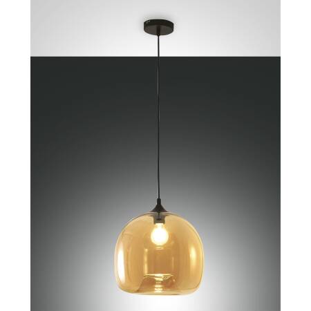 Glas Pendelleuchte Fabas Luce MAIA 1-flammig E27 trendig amber 31cm