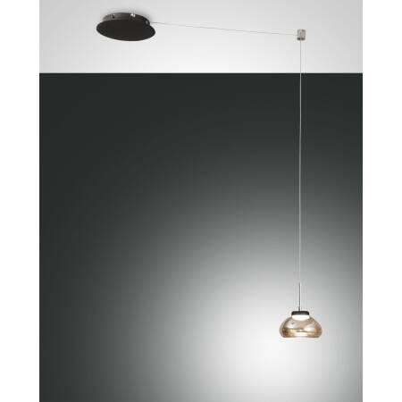 Glas Pendelleuchte Fabas Luce Arabella amber 8W LED Einzelpendel mit Umlenkung EEK E [A-G]