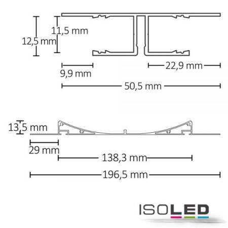 LED Trockenbau-Leuchtenprofil Double Curve weiß RAL 9010 200cm