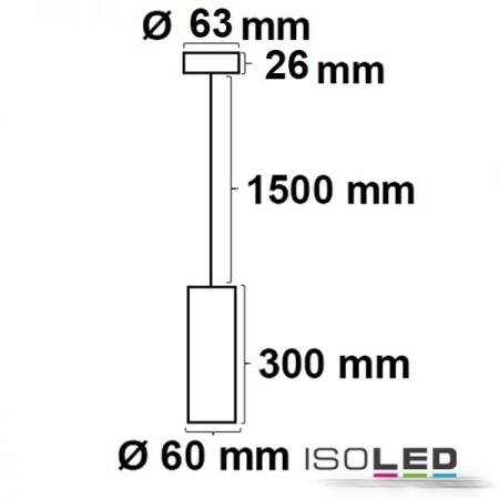 ISOLED Pendelleuchte 300mm schwarz GU10 IP20