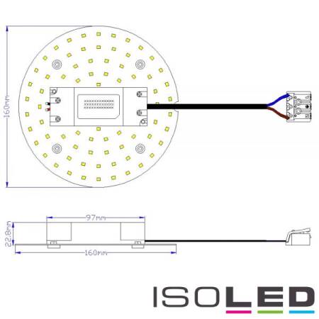 LED Umrüstplatine 160mm warmweiß 12W mit Magnet und Trafo EEK D [A-G]
