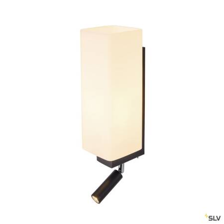 Glas Wandleuchte QUADRASS SPOT 1x E27 max. 40W mit LED Leseleuchte 2W 200lm warmweiß - schwarz EEK F [A-G]