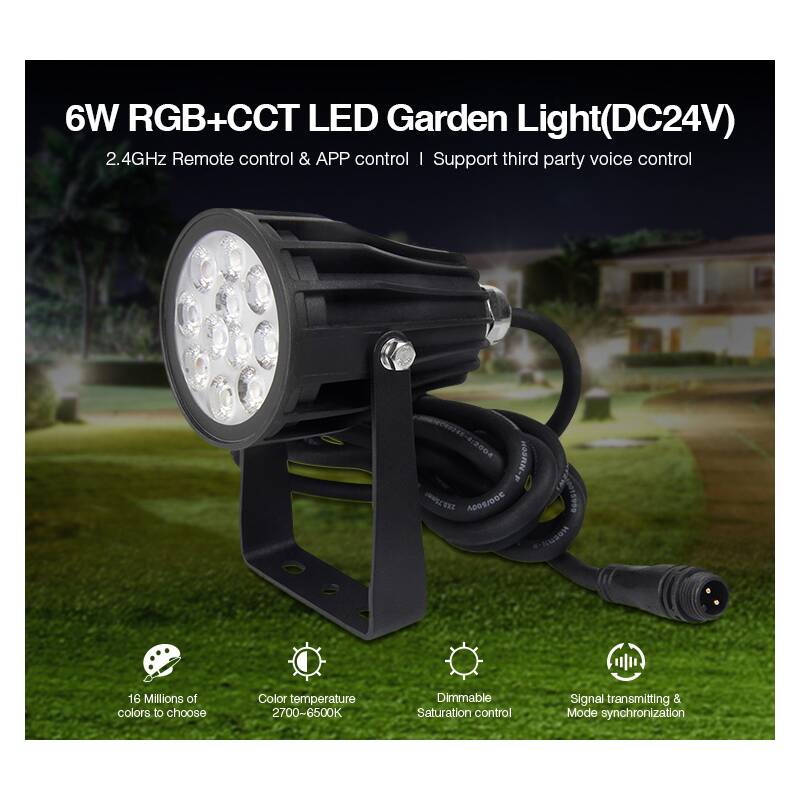 LED Garten Lampe 6W RGB-WW 550lm IP65 fernbedienbar 24V DC EEK E