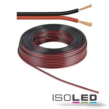 50m Kabel 2-polig Zwillingslitze 2x0.75mm² schwarz/rot AWG18