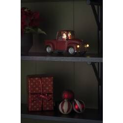 Konstsmide Pick-Up mit LED Beleuchtung und Weihnachtsmann beschneit in rot Weihnachtsdeko