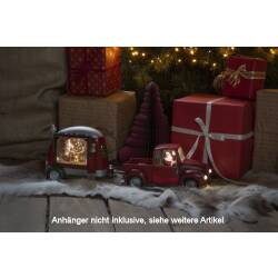 Konstsmide Pick-Up mit LED Beleuchtung und Weihnachtsmann beschneit in rot Weihnachtsdeko