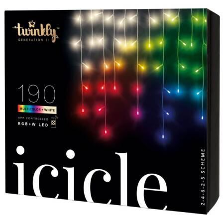 Twinkly Icicle smarte Eisregen Lichterkette 190 LEDs 5m RGBW 2-4-6-2-5 Lichter BT+WiFi Generation II IP44 EEK G [A-G]