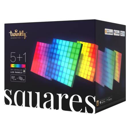 Twinkly Squares Starterset 6 Blocks 64 RGB Pixels 16x16cm Black BT+WiFi Generation II IP20
