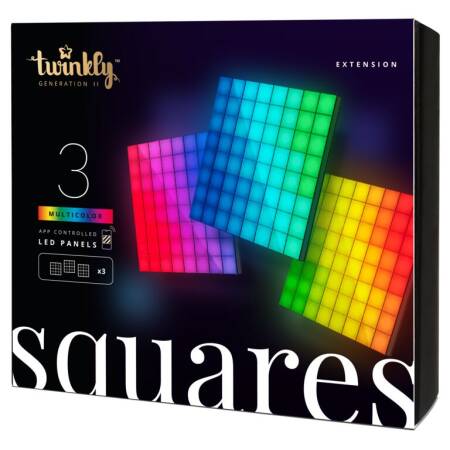 Twinkly Squares Lichtpanel 3 Blocks Extensions 64 RGB Pixels 16x16cm Schwarz IP20