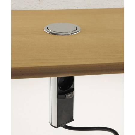 Chilitec Schreibtisch-Einbausteckdose 2x USB versenkbar Edelstahl rund Mini