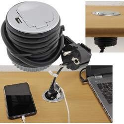 Chilitec Schreibtisch-Einbausteckdose und USB versenkbar...