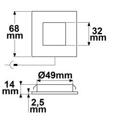 ISOLED Möbeleinbaustrahler MiniAMP ALU gebürstet eckig 3W 120°12V DC warmweiß 3000K dimmbar EEK G [A-G]