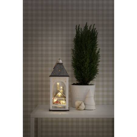 Konstsmide LED beleuchtete Holzlaterne in weiß mit Haus und Weihnacht,  22,20 €