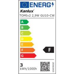 Kanlux Led-leuchtmittel TOMIv2 LED 2,9W CW 6500K 240lm GU10 EEK F [A-G]