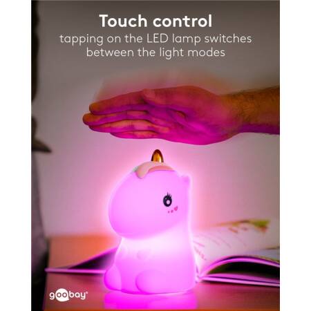 LED Nachtlicht EINHORN warmweiß + Farbwechsel Touch-Sensor