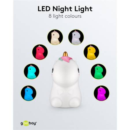 LED Nachtlicht EINHORN warmweiß + Farbwechsel Touch-Sensor