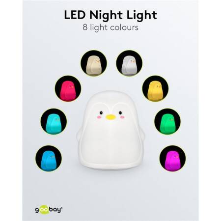 LED Nachtlicht PINGUIN warmweiß + Farbwechsel Touch-Sensor