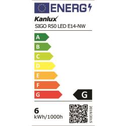 Kanlux SIGO R50 LED Leuchtmittel E14 neutralweiß 4000K 490lm 6W EEK G [A-G]