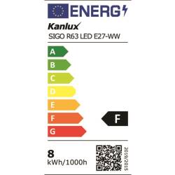 Kanlux SIGO R63 LED Leuchtmittel E27 warmweiß 3000K 720lm 8W EEK F [A-G]