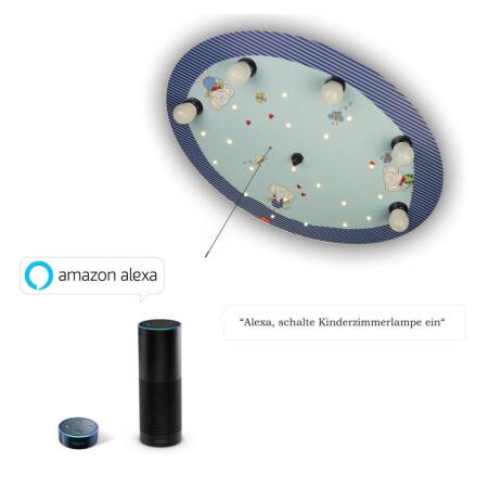 Niermann Standby Deckenleuchte Lolo Lombardo Amazon Alexa kompatibel Schlummerlichtfunktion Zugschalter 5x E14 max.25W 20LED Lichtpunkte IP20