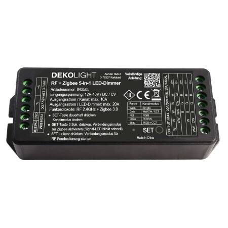 Dekolight RF smart LED Dimmer 5 in1 5 Kanal CCT RGB RGBW RGB+CCT 12-48V 20A IP20