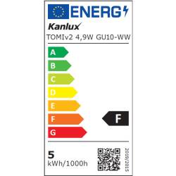 Kanlux Led Leuchtmittel TOMIv2 LED WW GU10 3000K 400lm 4,9W EEK F [A-G]