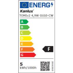 Kanlux Led Leuchtmittel TOMIv2 LED CW GU10 6500K 400lm 4,9W EEK F [A-G]
