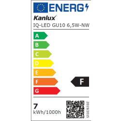 Kanlux 6,5W Led Leuchtmittel IQ-LED GU10 neutralweiß 4000K 515lm 110° EEK F [A-G]