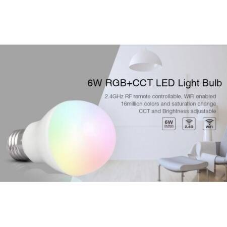6W LED Birne RGB-CCT E27 550lm fernbedienbar 2700-6500K EEK A+ [A++-E]