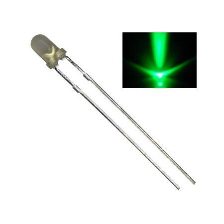 50 Stück - LED diffus grün 3mm 2100mcd ultrahell 40°