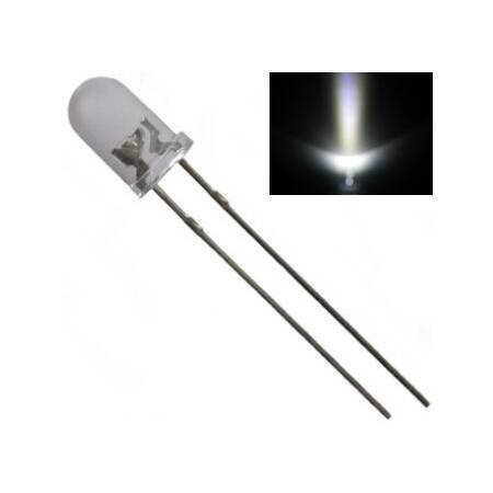 50 Stück - LED 12V weiß 5mm 10000mcd ultrahell 30°