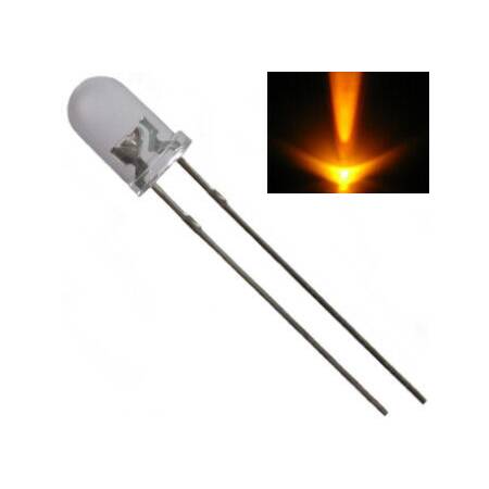 50 Stück - LED 12V gelb (amber) 5mm 2500mcd ultrahell 30°