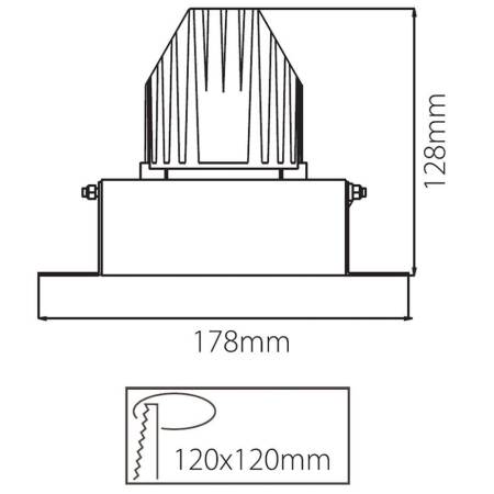 Zubehör: Kardaneinsatz ohne Rahmen für Modular Sytem COB Aluminium Weiß Länge 178 mm Breite 120 mm