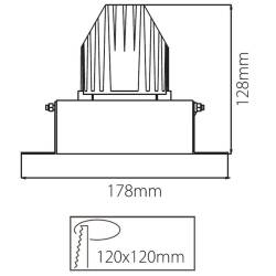 Zubehör: Kardaneinsatz ohne Rahmen für Modular Sytem COB Aluminium Schwarz Länge 178 mm Breite 120 mm