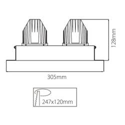 Zubehör: Kardaneinsatz ohne Rahmen für Modular Sytem COB Aluminium Weiß Länge 305 mm Breite 120 mm