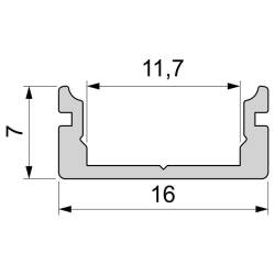 U-Profil flach AU-01-10 bis 11,3mm Streifen Silber-matt eloxiert 2m